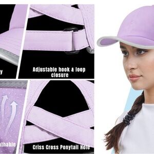 Lavender Adjustable Women's Cap cross cross ponytail cap
